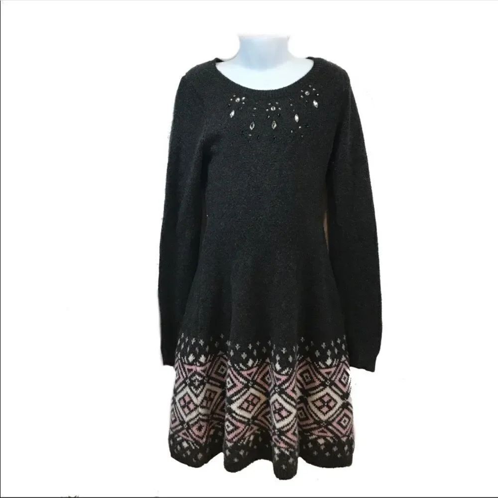 ✨HP✨Abercrombie Kids Girl Aztec Jewelled Sweater Dress✨